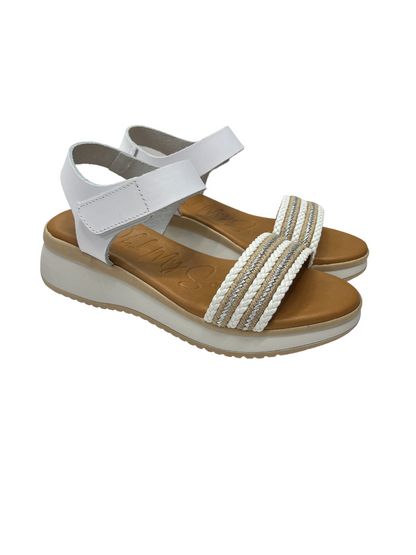 Oh My Sandals 5414 White Combi Velcro Sandals