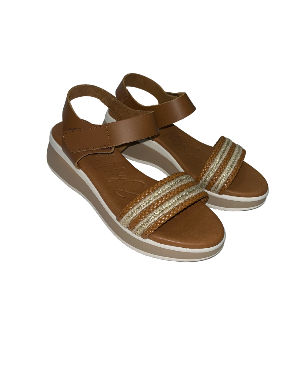 Oh My Sandals 5414 Tan Combi Roble Combi Velcro Sandals