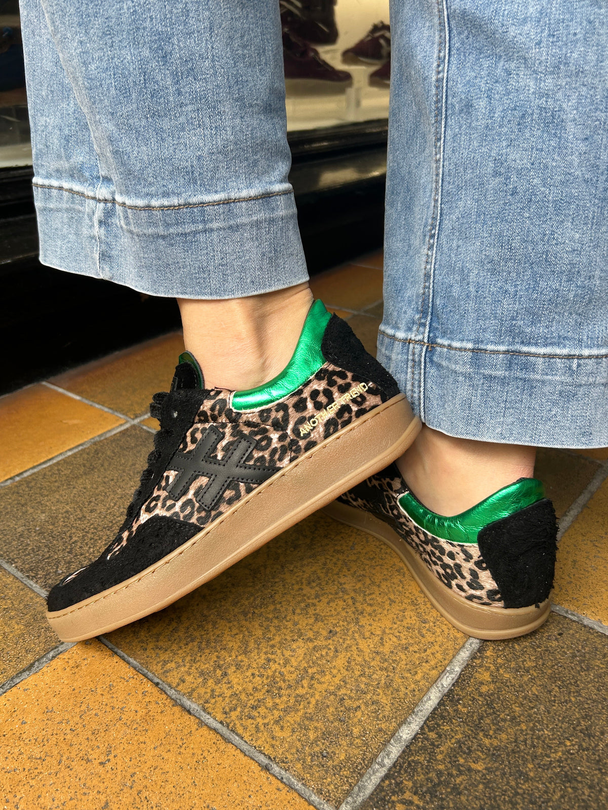 Another Trend A0348870 Jungla+ Pony Leopard Black & Taupe Trainers