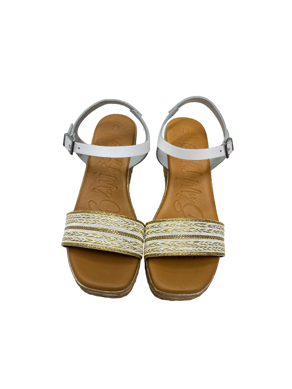 Oh My Sandals 5452 White Gold Weave Blanco Combi Sandals