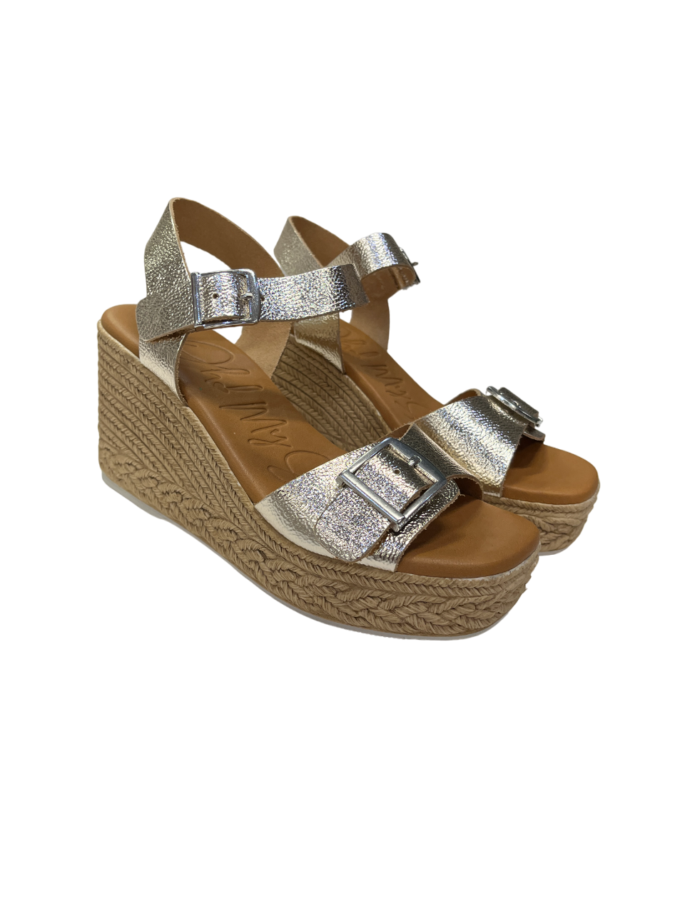 Oh My Sandals 5459 Bronze Buckle Duna Champan Wedge Sandals