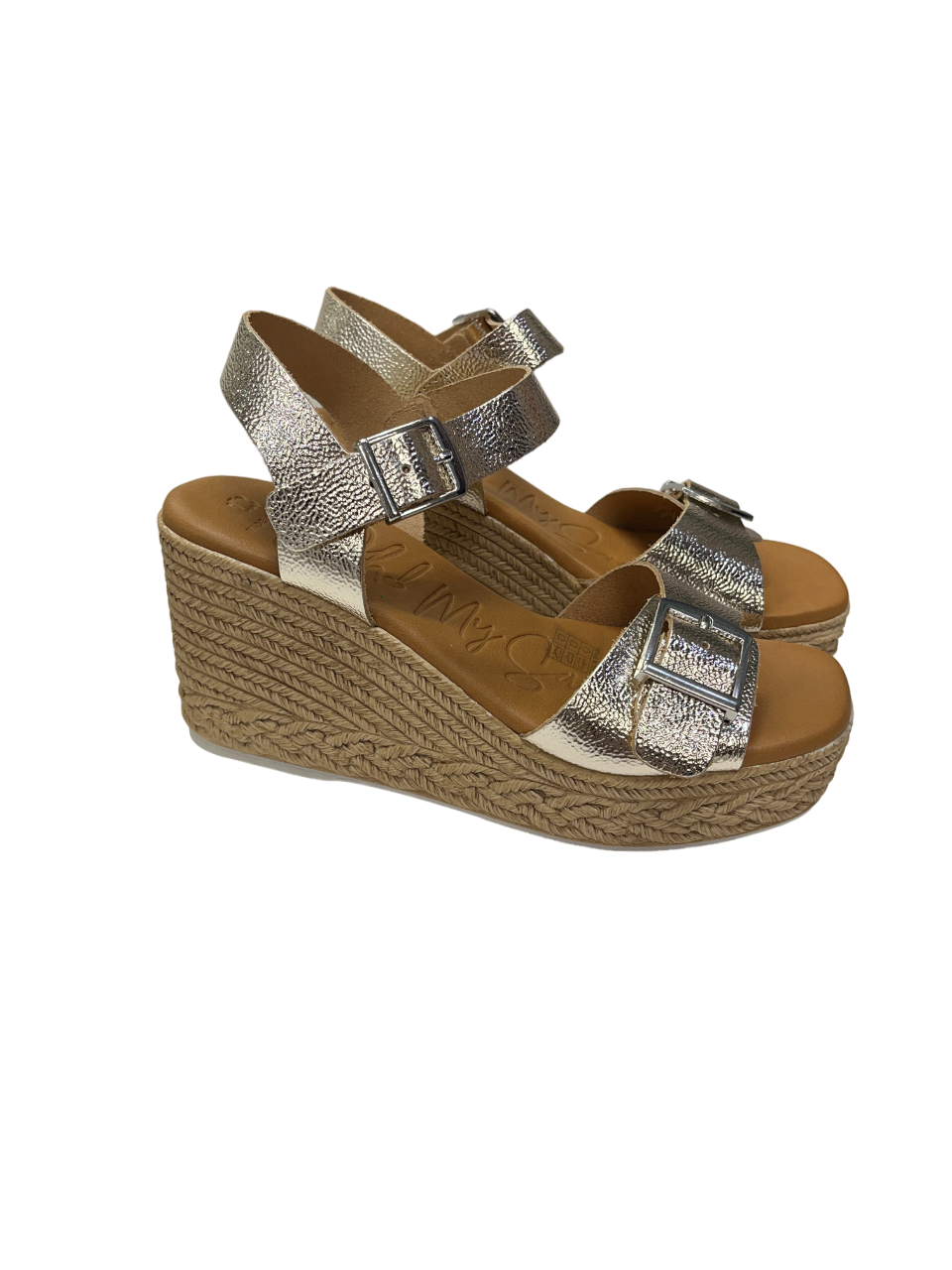 Oh My Sandals 5459 Bronze Buckle Duna Champan Wedge Sandals