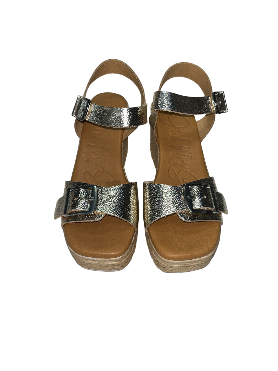 Oh My Sandals 5459 Bronze Buckle Duna Champan Wedge Sandals