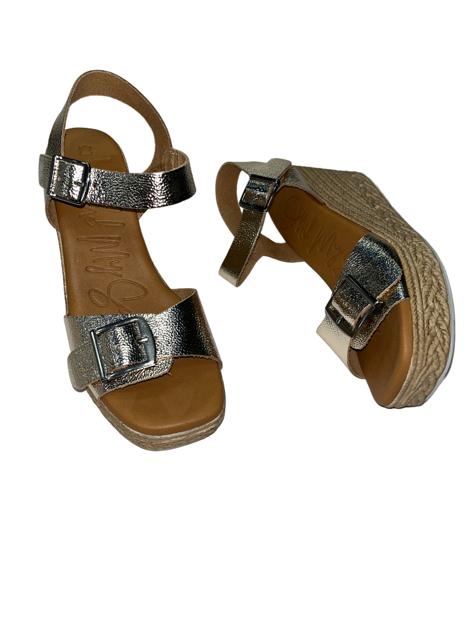 Oh My Sandals 5459 Bronze Buckle Duna Champan Wedge Sandals