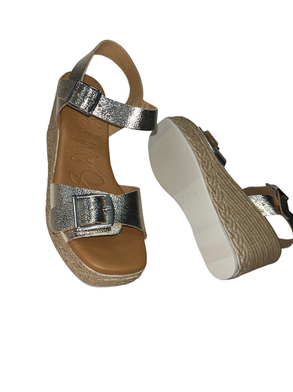 Oh My Sandals 5459 Bronze Buckle Duna Champan Wedge Sandals