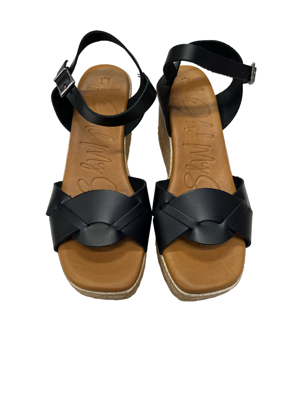 Oh My Sandals 5460 Black Twist Wedge Sandals