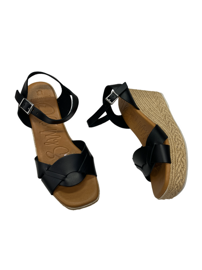 Oh My Sandals 5460 Black Twist Wedge Sandals