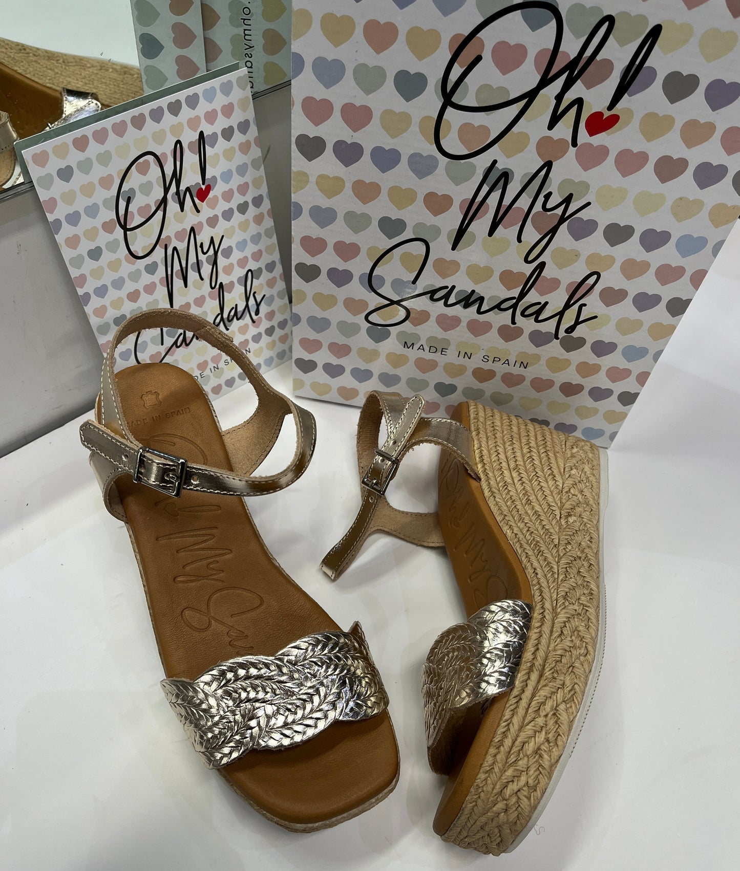 Oh My Sandals 5461 Bronze Weave Champan Wedge Sandals