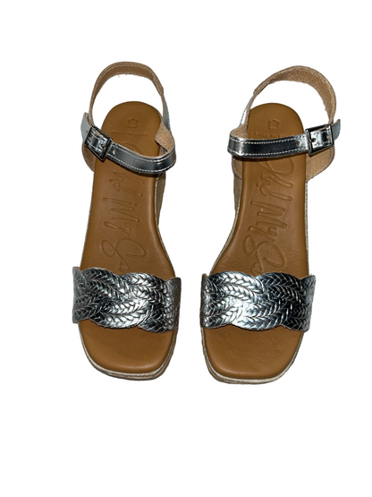 Oh My Sandals 5461 Silver Weave Wedge Sandals