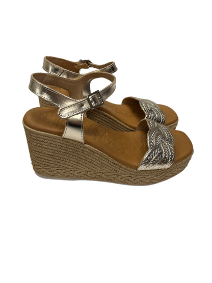 Oh My Sandals 5461 Bronze Weave Champan Wedge Sandals