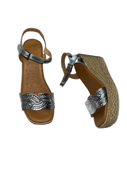 Oh My Sandals 5461 Silver Weave Wedge Sandals