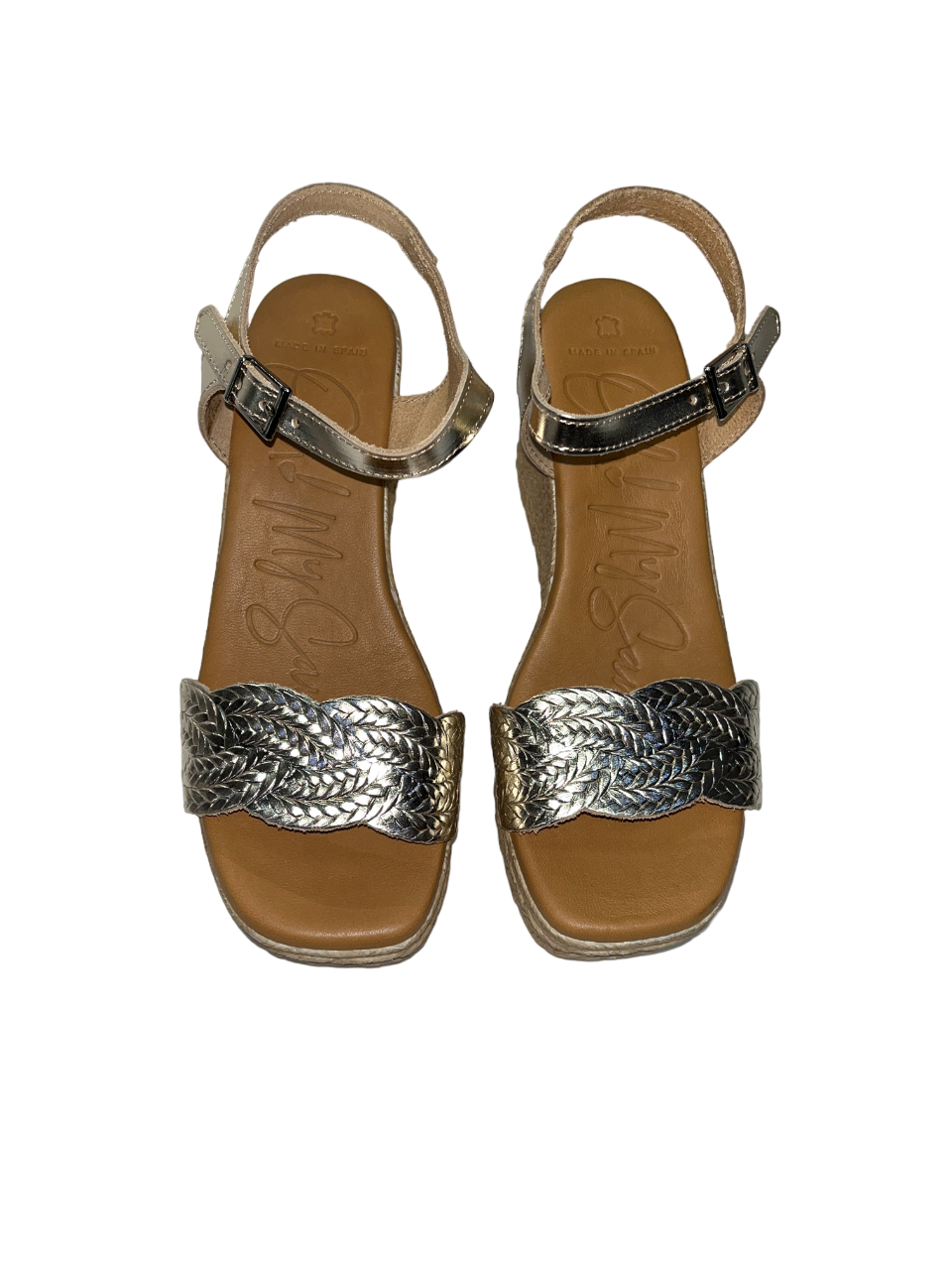 Oh My Sandals 5461 Bronze Weave Champan Wedge Sandals