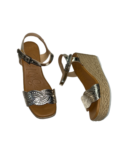 Oh My Sandals 5461 Bronze Weave Champan Wedge Sandals