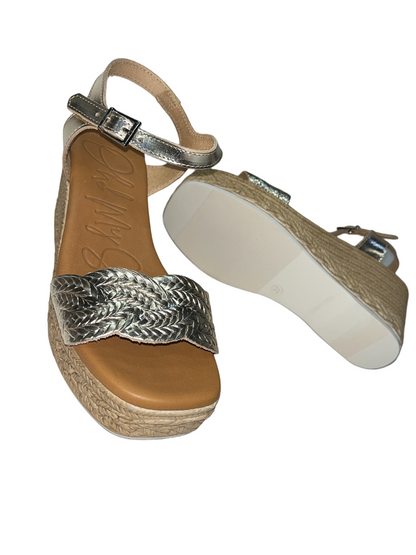 Oh My Sandals 5461 Bronze Weave Champan Wedge Sandals