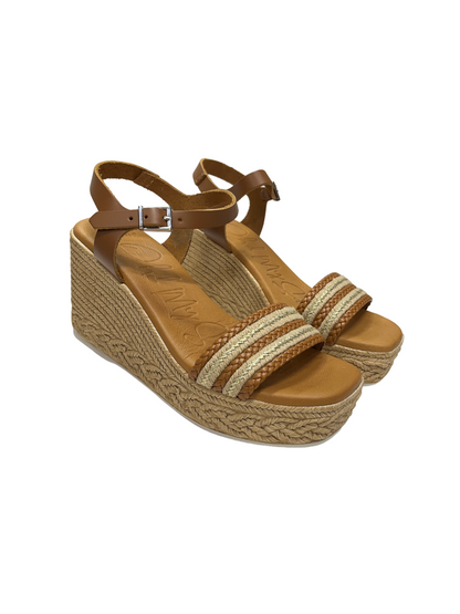 Oh My Sandals 5462 Tan Combi Roble Combi Wedge Sandals