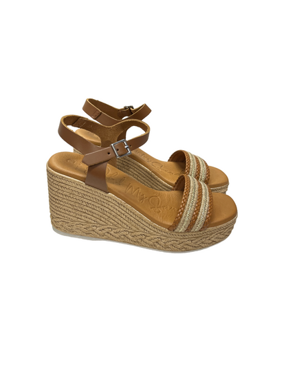 Oh My Sandals 5462 Tan Combi Roble Combi Wedge Sandals