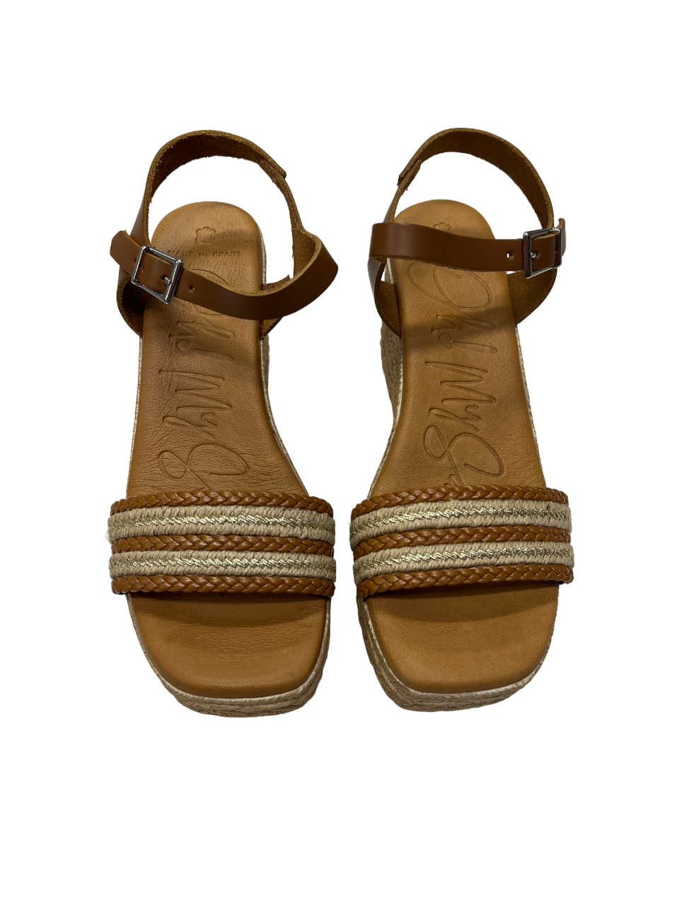 Oh My Sandals 5462 Tan Combi Roble Combi Wedge Sandals