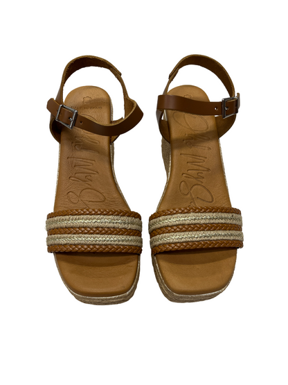 Oh My Sandals 5462 Tan Combi Roble Combi Wedge Sandals