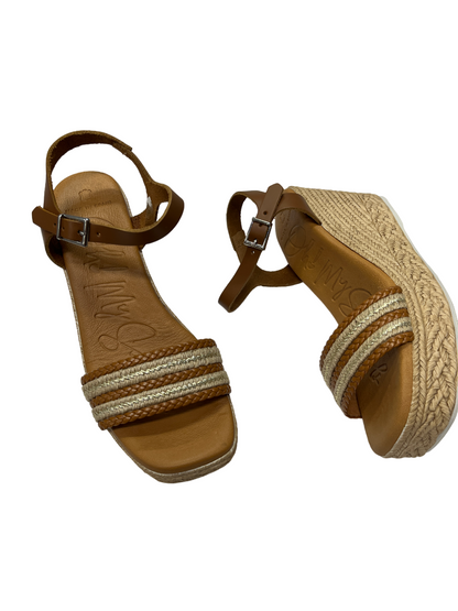 Oh My Sandals 5462 Tan Combi Roble Combi Wedge Sandals