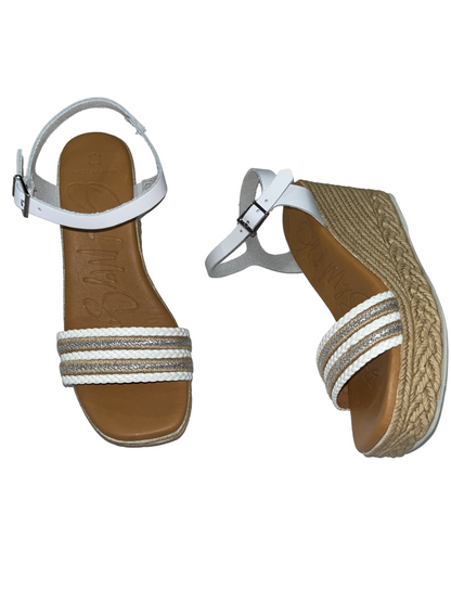 Oh My Sandals 5462 White Combi Wedge Sandals