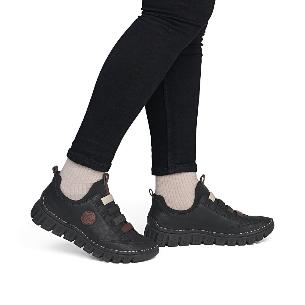 Rieker 57550-00 Black Multi Slip On Shoes
