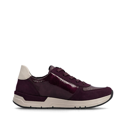 Rieker 58902-35 Wine & Taupe Trainers with Lace & Zip