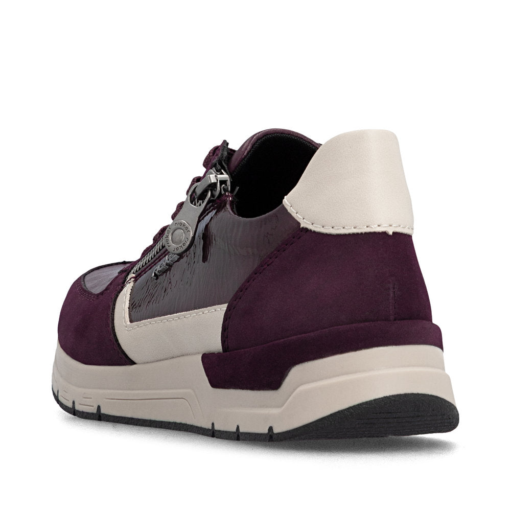 Rieker 58902-35 Wine & Taupe Trainers with Lace & Zip