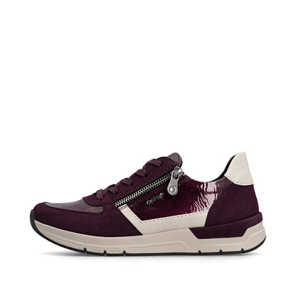Rieker 58902-35 Wine & Taupe Trainers with Lace & Zip
