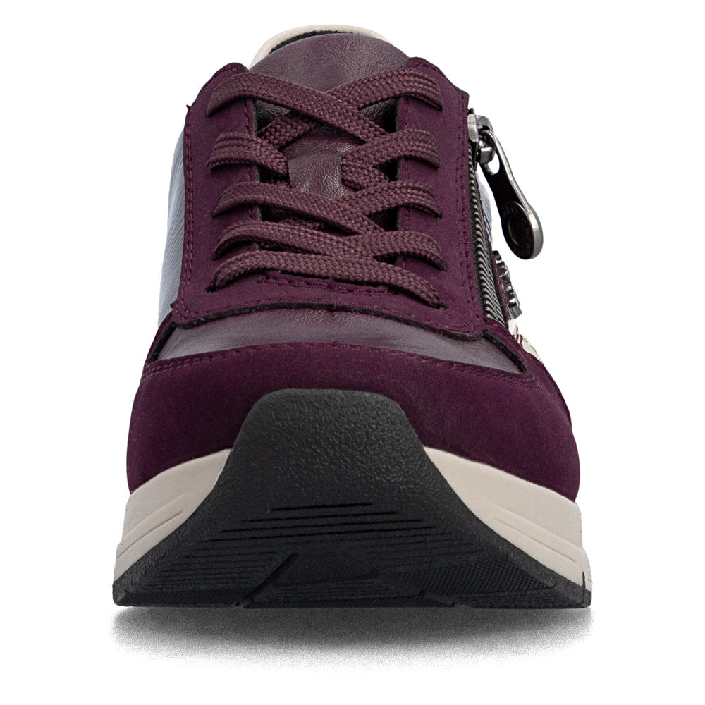 Rieker 58902-35 Wine & Taupe Trainers with Lace & Zip
