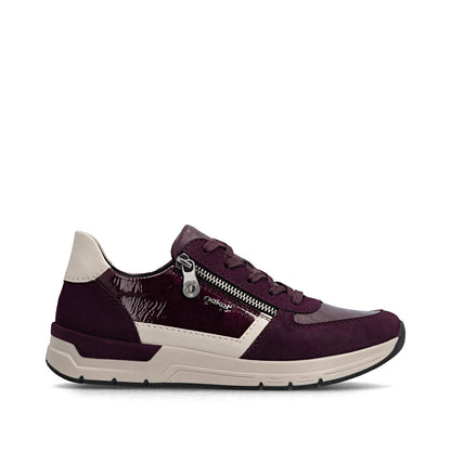 Rieker 58902-35 Wine & Taupe Trainers with Lace & Zip