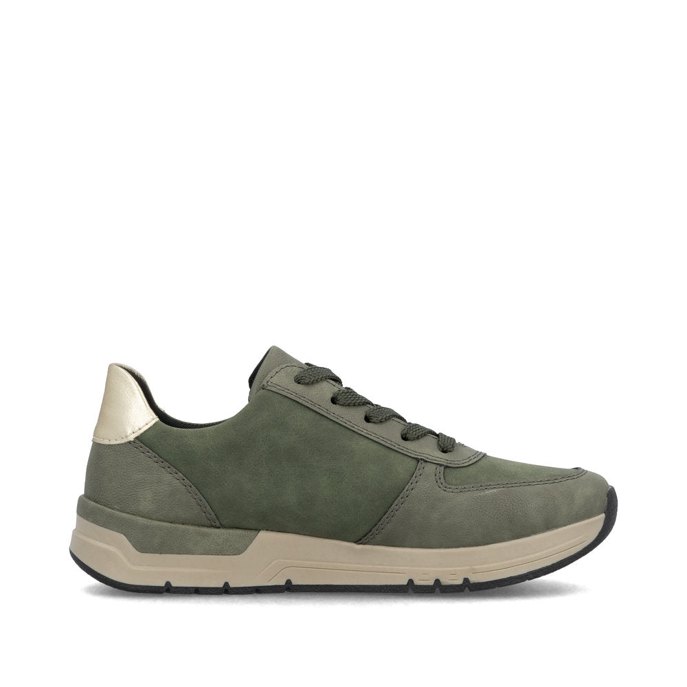 Rieker 58902-54 Olive Green & Light Gold Sneakers with Zip