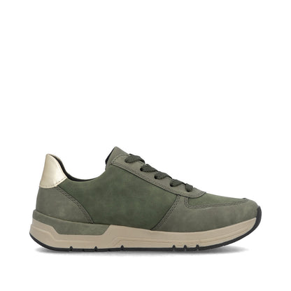 Rieker 58902-54 Olive Green & Light Gold Sneakers with Zip