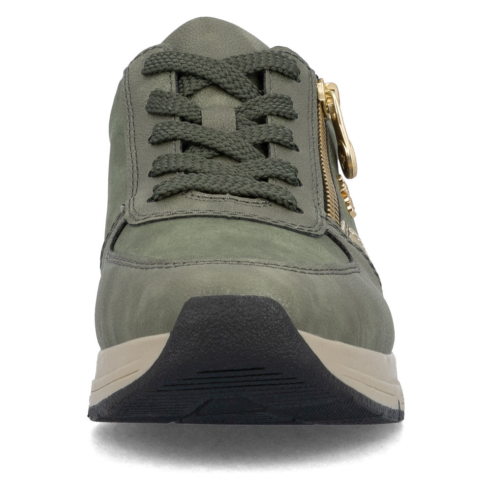 Rieker 58902-54 Olive Green & Light Gold Sneakers with Zip