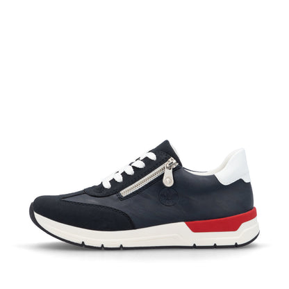 Rieker 58923-14 Navy & Red Sneakers with Zip & White Heel