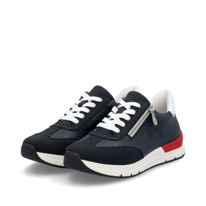 Rieker 58923-14 Navy & Red Sneakers with Zip & White Heel