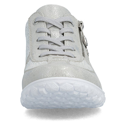 Rieker 59501-90 Silver & White Flower H Fit Sneakers with Zip