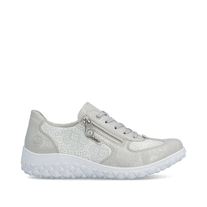 Rieker 59501-90 Silver & White Flower H Fit Sneakers with Zip