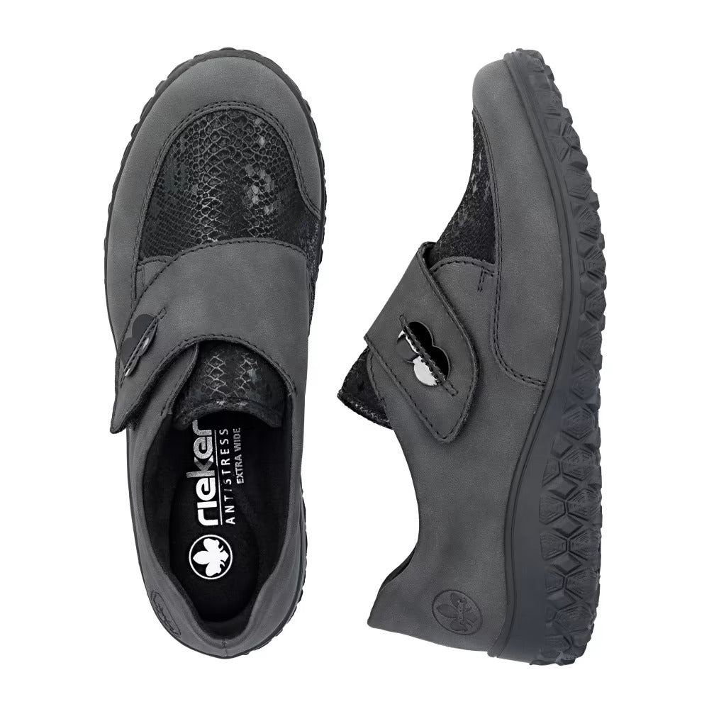 Rieker 59552-45 Anthracite H Fit Velcro Shoes