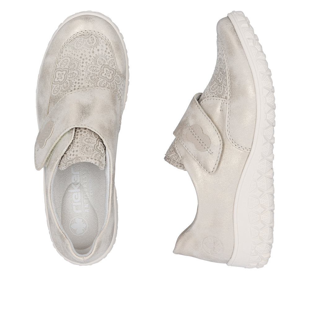 Rieker 59552-62 Beige Cream H Fit Velcro Shoes