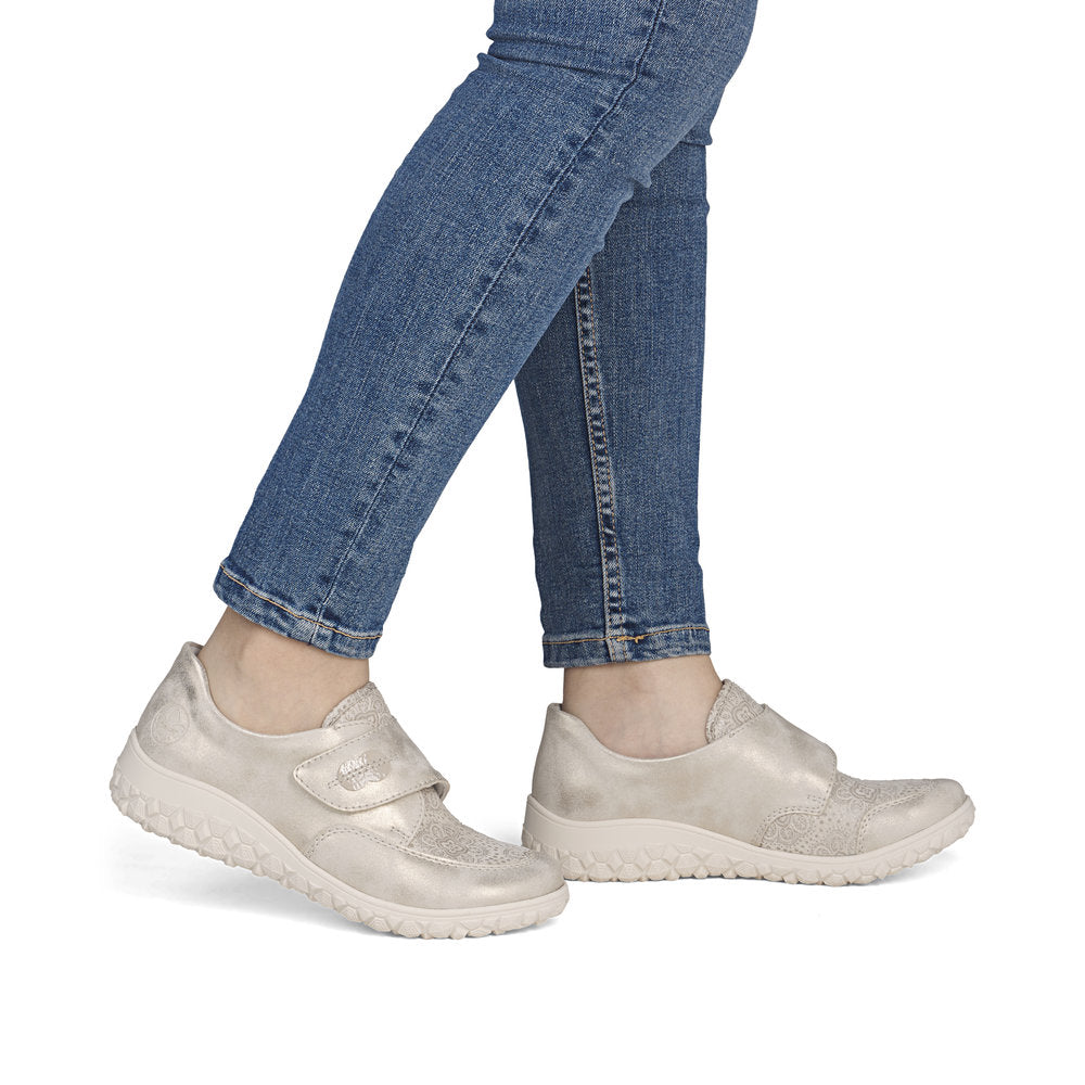 Rieker 59552-62 Beige Cream H Fit Velcro Shoes