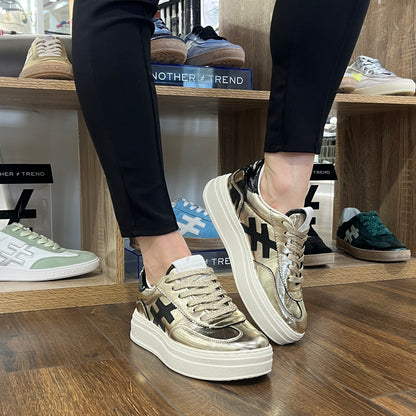 Another Trend A035M343 Platino Gold & Black Logo Thick Sole Trainers