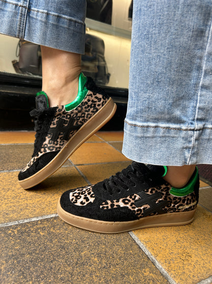 Another Trend A0348870 Jungla+ Pony Leopard Black & Taupe Trainers