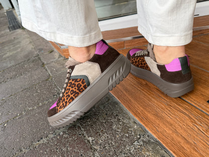 Ara 12-46711 19 Monaco 2.0 Brown Leopard Gold Combi H Fit Trainers