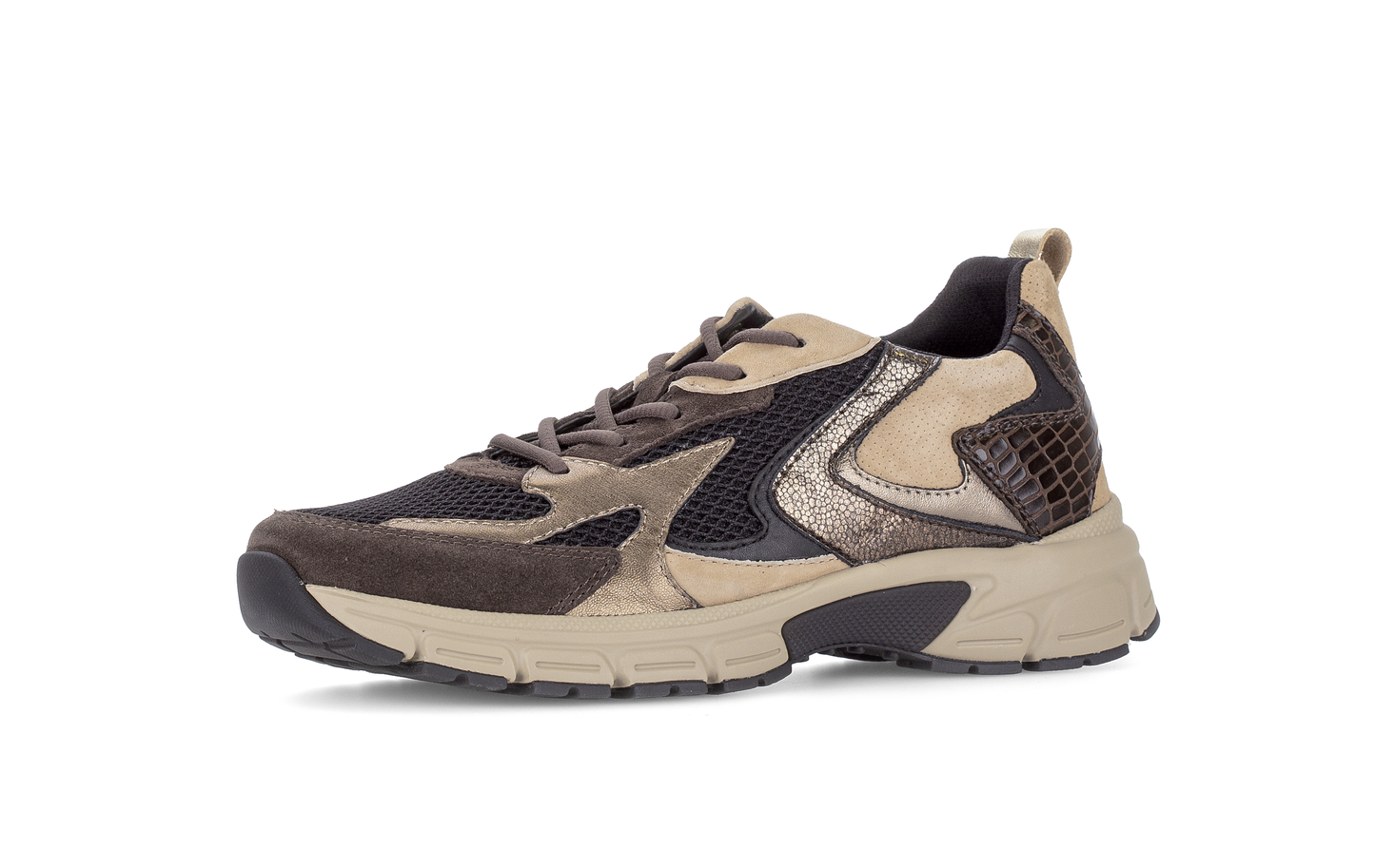 Gabor Comfort 6005.01.007 Black, Brown & Sand Mix G Fit Sneakers