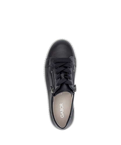 Gabor 6010.02.011 Dark Blue Nappa Patent Zip Trainers