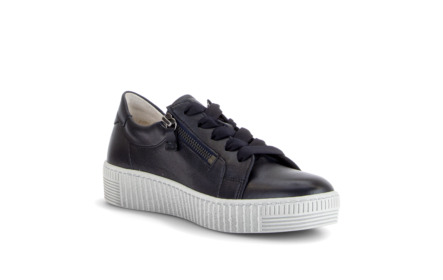 Gabor 6010.02.011 Dark Blue Nappa Patent Zip Trainers