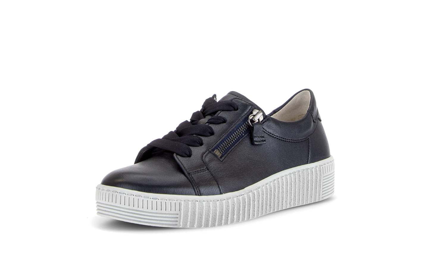 Gabor 6010.02.011 Dark Blue Nappa Patent Zip Trainers