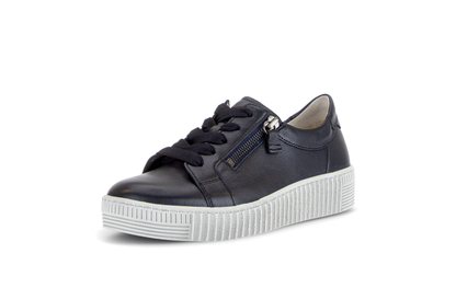 Gabor 6010.02.011 Dark Blue Nappa Patent Zip Trainers