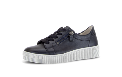 Gabor 6010.02.011 Dark Blue Nappa Patent Zip Trainers