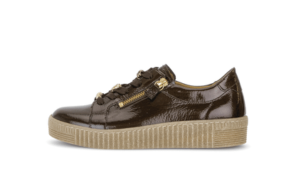 Gabor 6010.03.003 Mocca Brown Patent & Gold Trainers